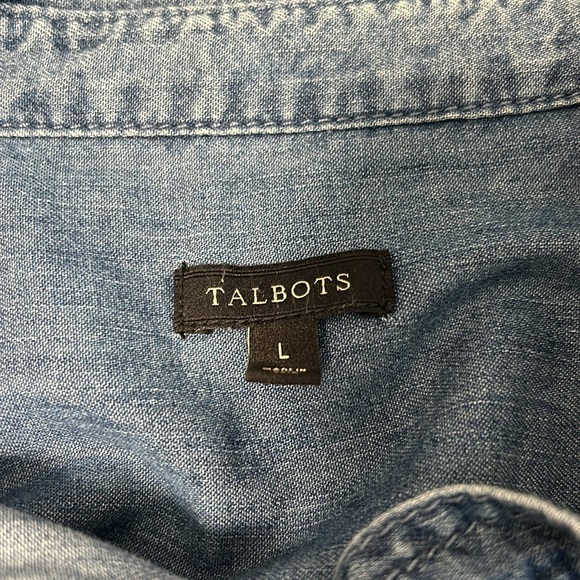 Talbots Adjustable Long Sleeve Distressed Denim Detailed Popover Tunic Top Sz L - Picture 10 of 11